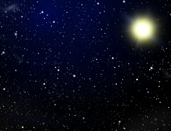Uzay. Bir tıkanıklığı yıldız ve güneş — Stok fotoğraf