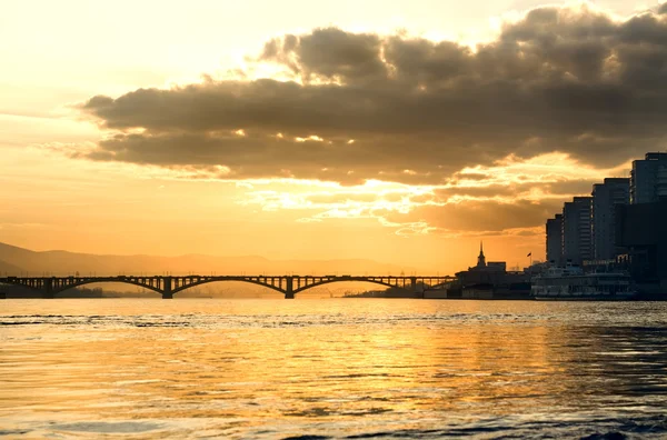 stock image A bridge over a river in the Krasnoyarsk