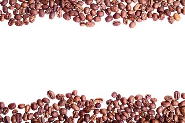 Kaffee Bohnen Streifen isoliert in weißer Hintergrund, mit copyspac — Stockfoto
