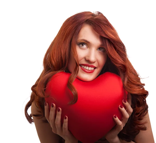 День Святого Валентина Женщина Табличкой Сердце День Святого Валентина — стоковое фото