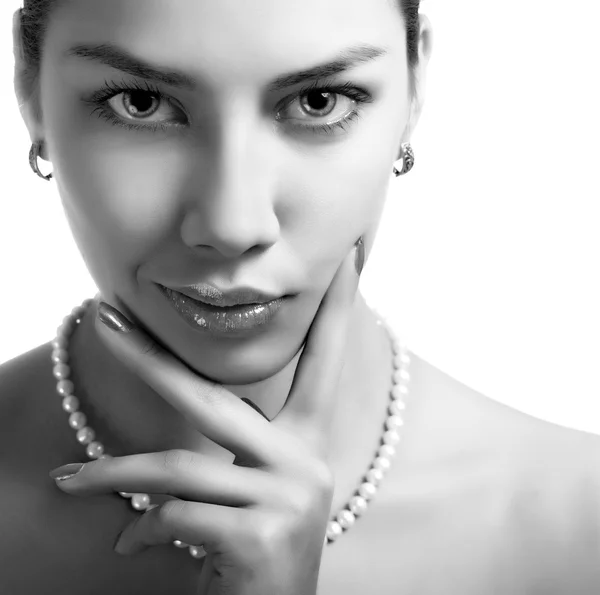 Egy szexi kaukázusi nő fekete és wight szépség portréja — Stock Fotó