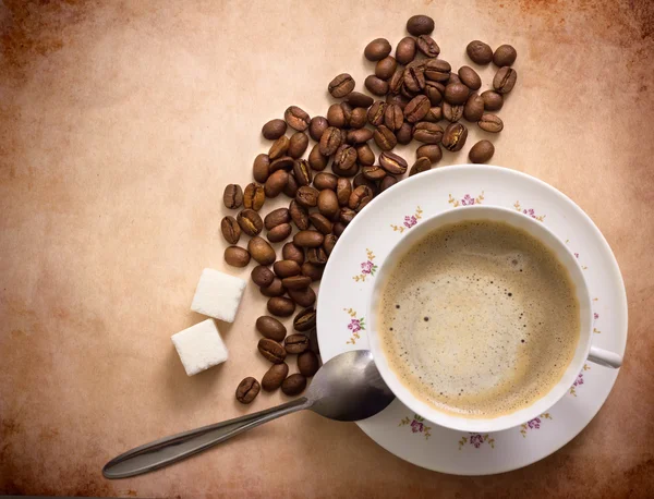 Una Tazza Caffe Nero Appena Fatto Vista Dall Alto Concentrarsi — Foto Stock