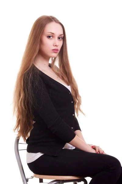 Sarı Uzun Saçlı Güzel Kadın Portresi — Stok fotoğraf