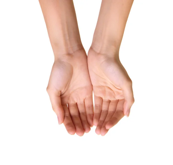 Mãos vazias isoladas no fundo branco — Fotografia de Stock