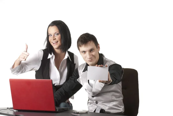 Two business sitting with laptop — Stock Photo, Image