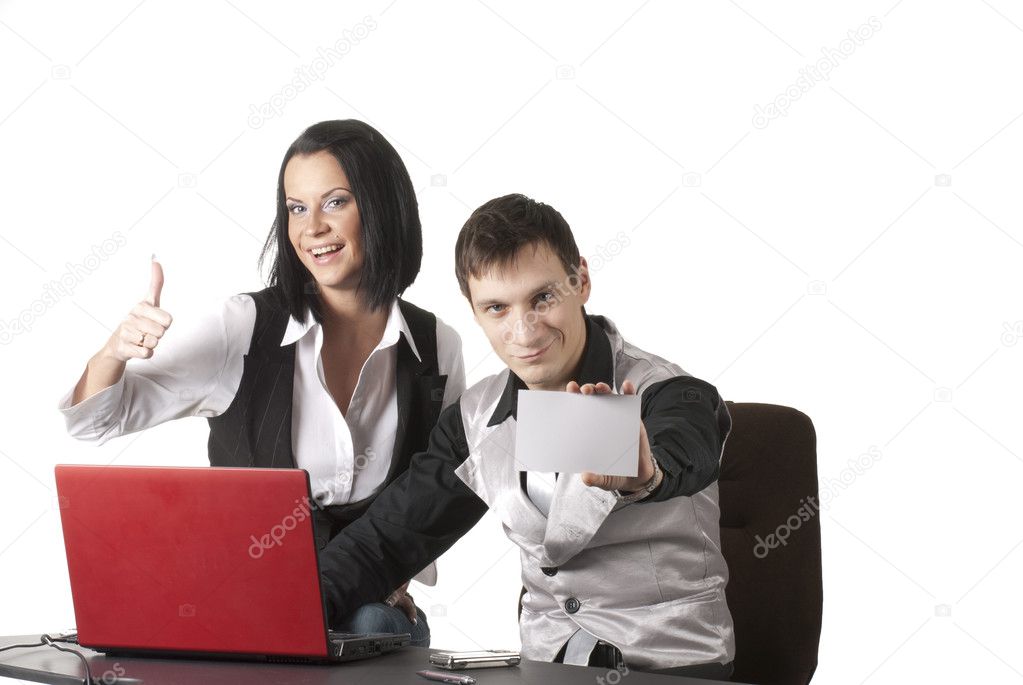Two business sitting with laptop