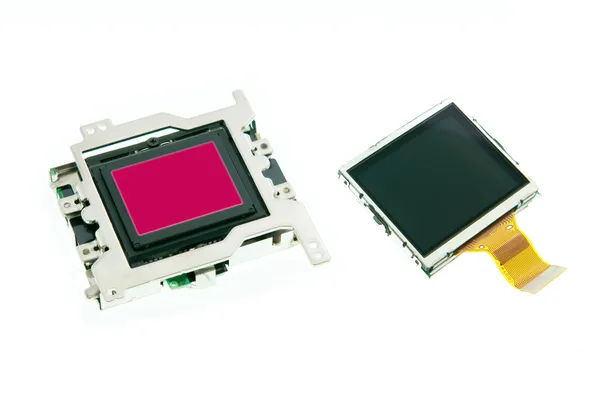 Sensore CMOS e schermo LCD della fotocamera digitale Immagine Stock