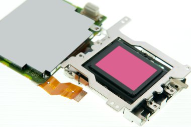 CMOS sensor and LCD screen of digital camera clipart