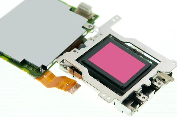 CMOS sensor and LCD screen of digital camera — Stock Photo, Image