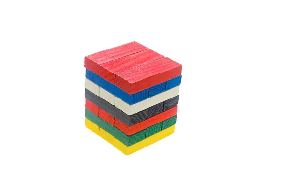 Colorful building from wooden blocks — Stock Photo, Image