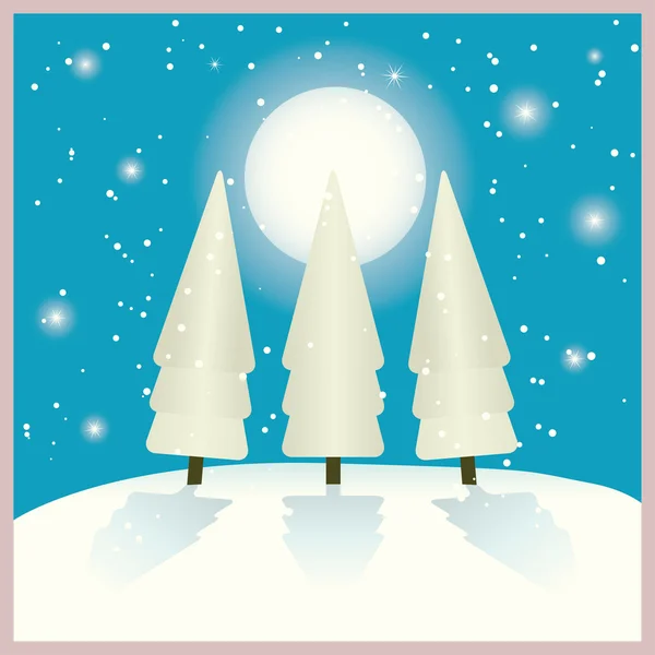 Trois sapins dans la nuit d'hiver — Image vectorielle