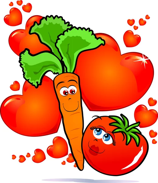 Verduras enamoradas — Vector de stock