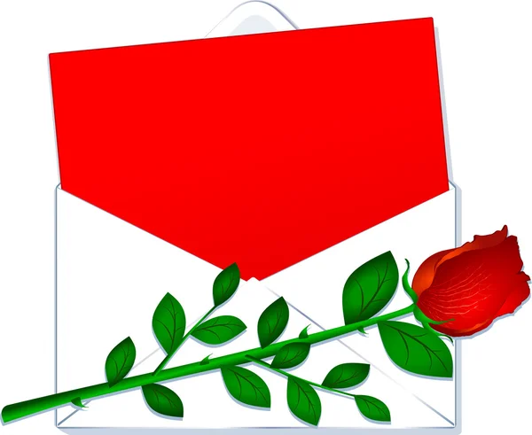 Kırmızı Gül Vektör Kişiselleştirilmiş Aşk Mektubu — Stok Vektör