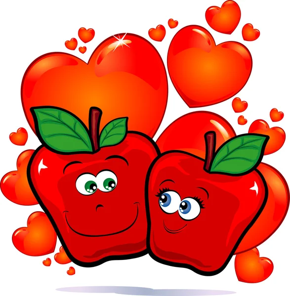 Apples in love — Stock Vector