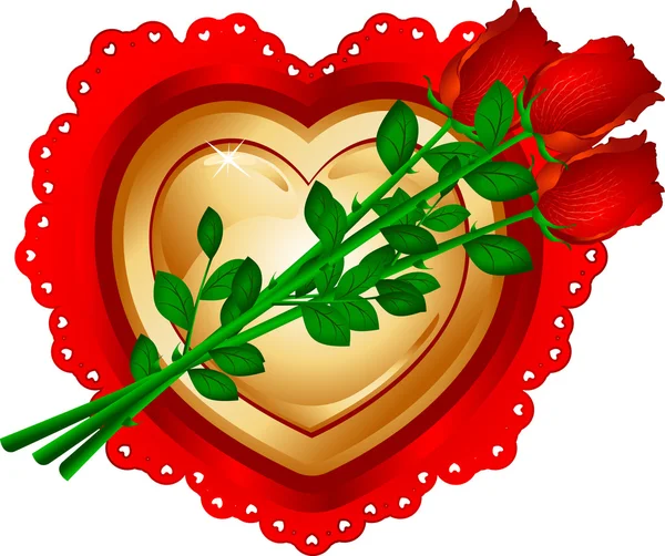 Coeur aux roses — Image vectorielle