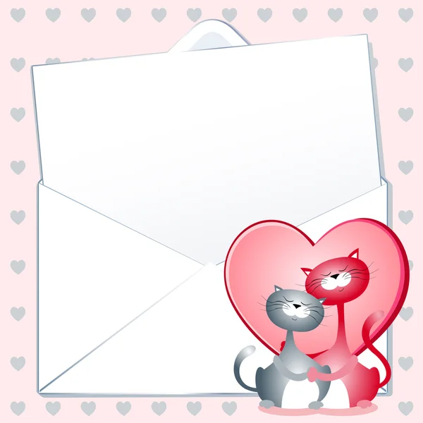 Lettre Amour Avec Des Chats Mignons Vecteur — Image vectorielle