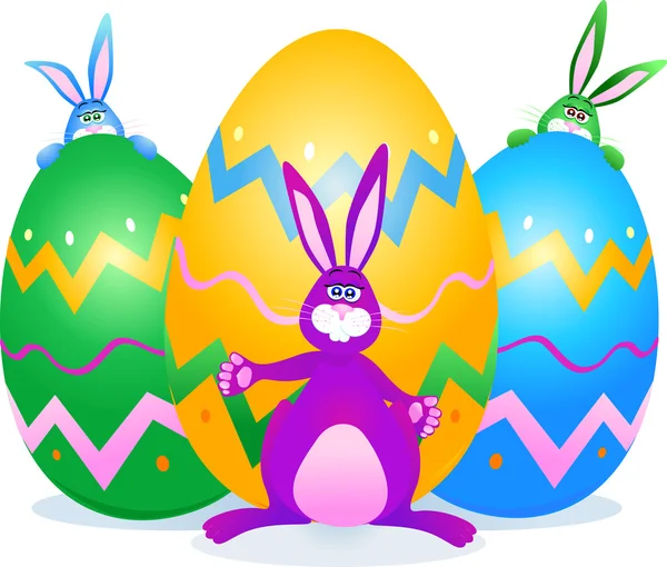 Tavşan ve Paskalya yumurtaları — Stok Vektör