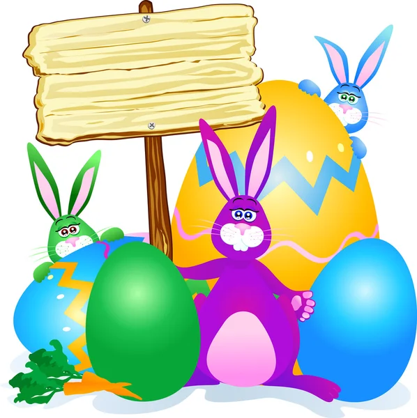 Tavşan, yumurta ve işareti — Stok Vektör