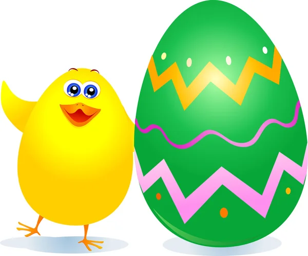 Pollito y huevo de Pascua — Vector de stock