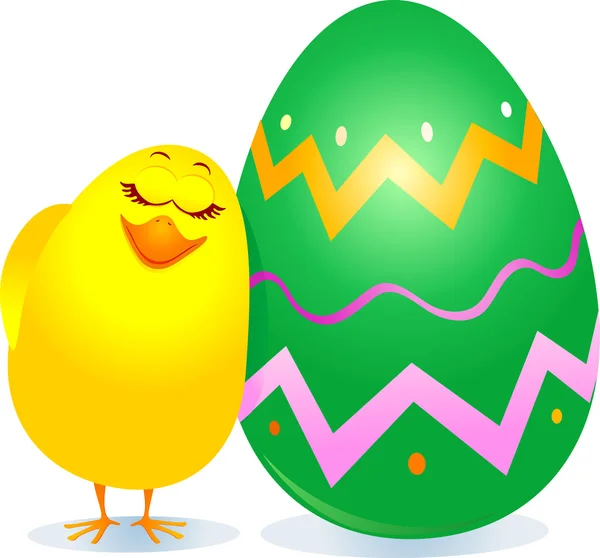Цыпленок и пасхальное яйцо — стоковый вектор