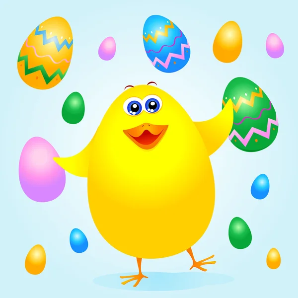 Chick and Easter eggs — Stock Vector