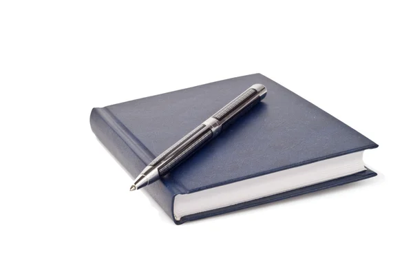 Pióra Notebook Białym Tle — Zdjęcie stockowe