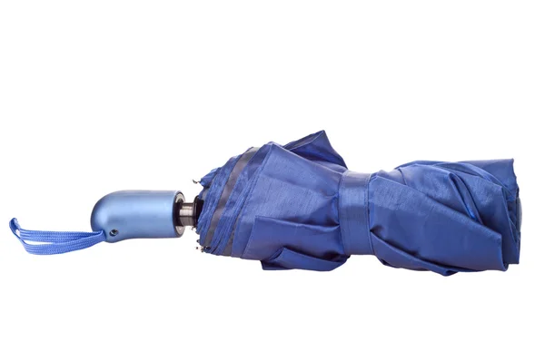 Blauwe Gesloten Paraplu Geïsoleerd Witte Achtergrond — Stockfoto