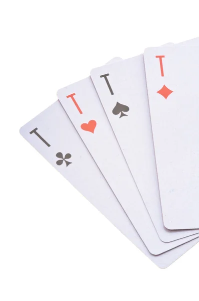 Bos Van Speelkaarten Geïsoleerd Witte Achtergrond — Stockfoto