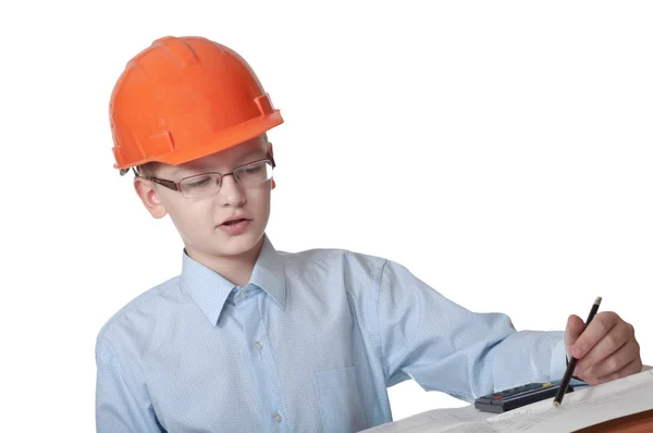 stock image Portrait of schoolboy isolated on a white background