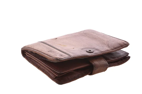 Svart Stängd Full Läder Plånbok Isolerad Vit Bakgrund — Stockfoto