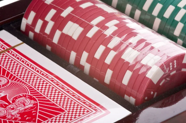 Pile Poker Chips Isolated White — Stock Photo, Image