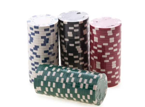 Pile Poker Chips Isolated White — Stock Photo, Image