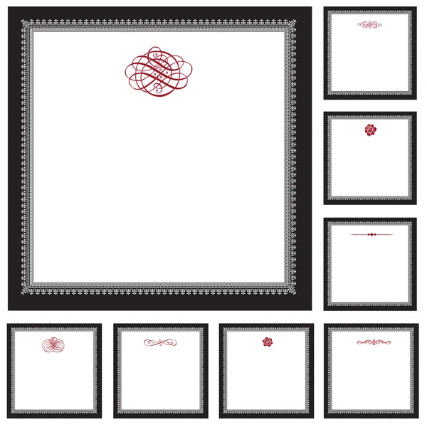 Vector Ornate Frame Set and Ornaments — Stock Vector