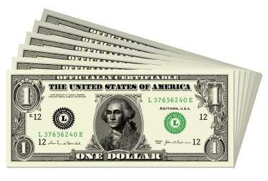 Set of vector dollar bills. All pieces are separated and easy to edit. clipart