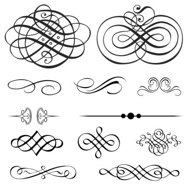 Set of detailed ornaments. Perfect for certificates and invitations. clipart