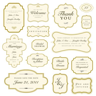 Set of vector ornate gold frames. Easy to edit. Perfect for invitations and announcements.
