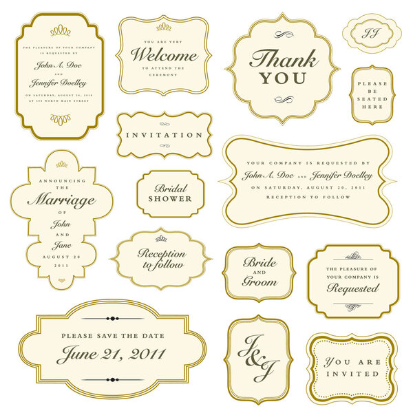 Set Vector Ornate Gold Frames Easy Edit Perfect Invitations Announcements Royalty Free Stock Illustrations