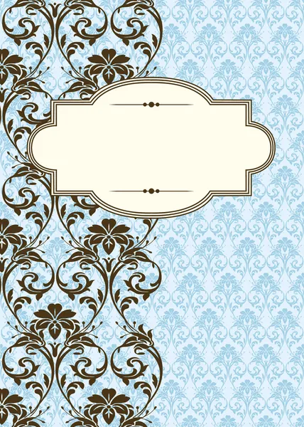 Vector Side Damask Pattern and Frame — Stock Vector