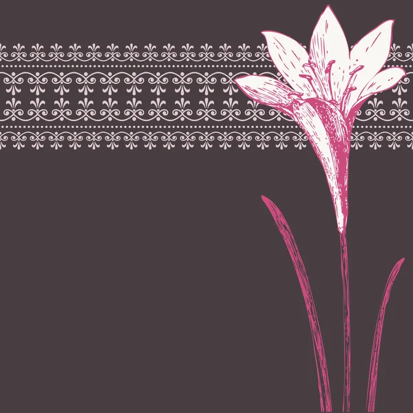 暗いピンク アイリス フレーム、飾りパターン ベクトル — ストックベクタ