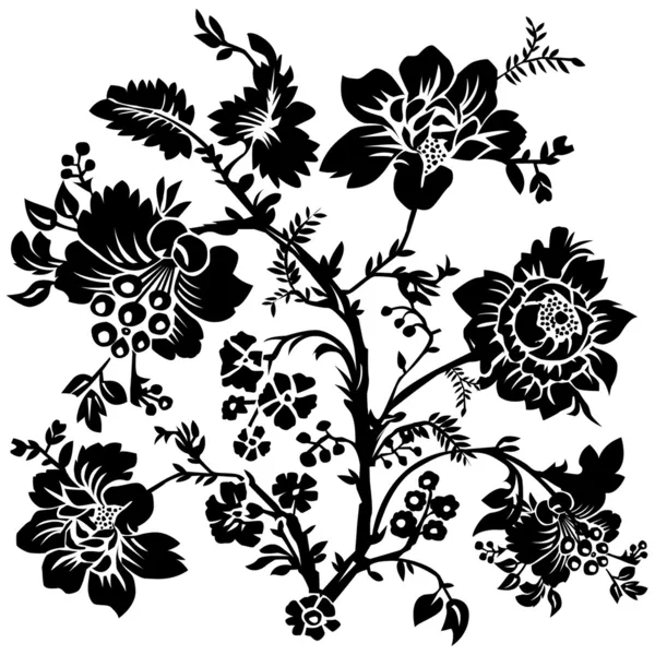 Ornement floral vectoriel et rose — Image vectorielle
