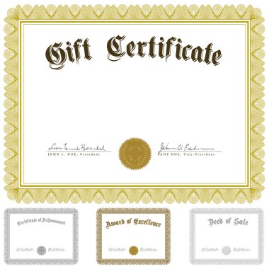 Vector Certificate and Awards Frame Set clipart