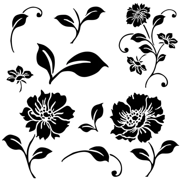 Vector daisy en ivy pictogrammenset — Stockvector