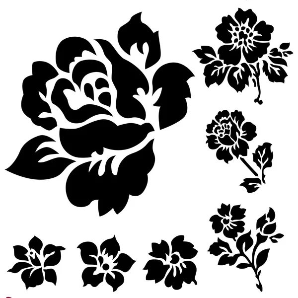 Векторные розы и цветочные иконы — стоковый вектор