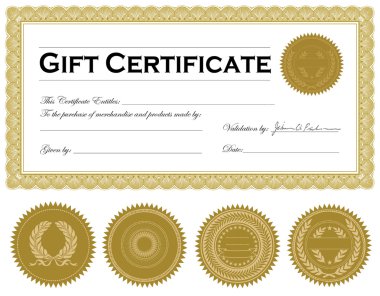 Vector Gift Certificate Frame and Ornament Set clipart