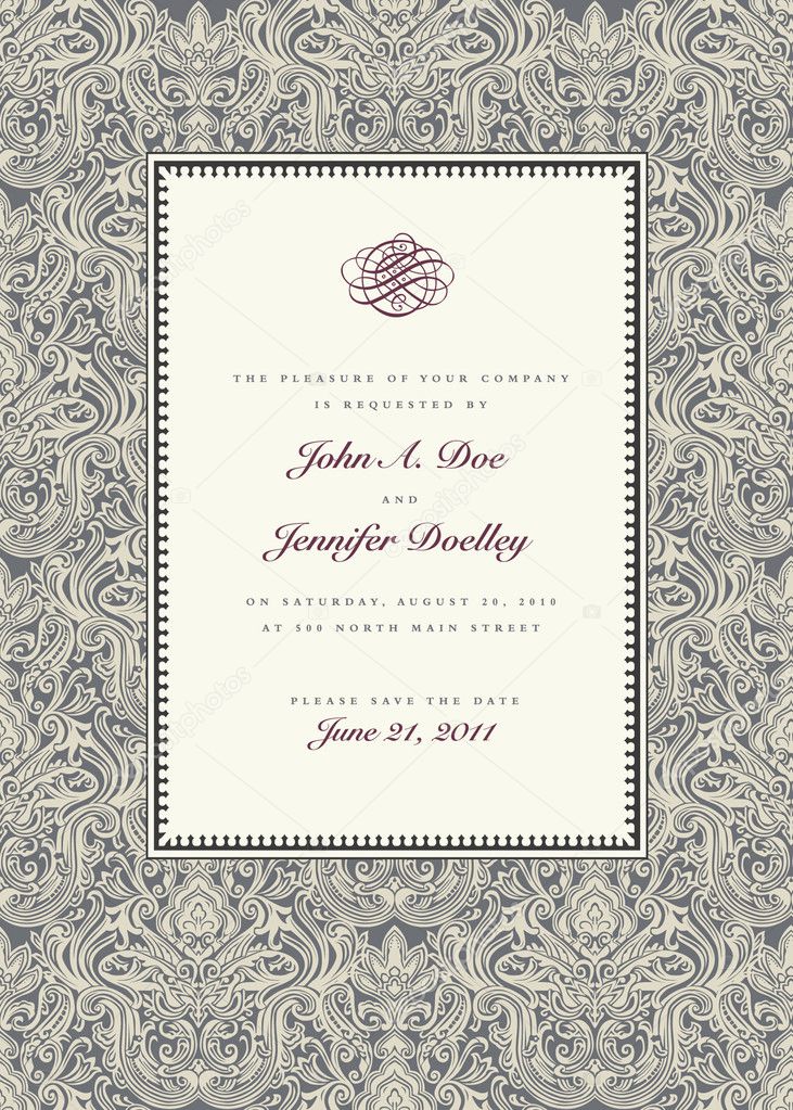 Vector Complex Damask Pattern and Frame