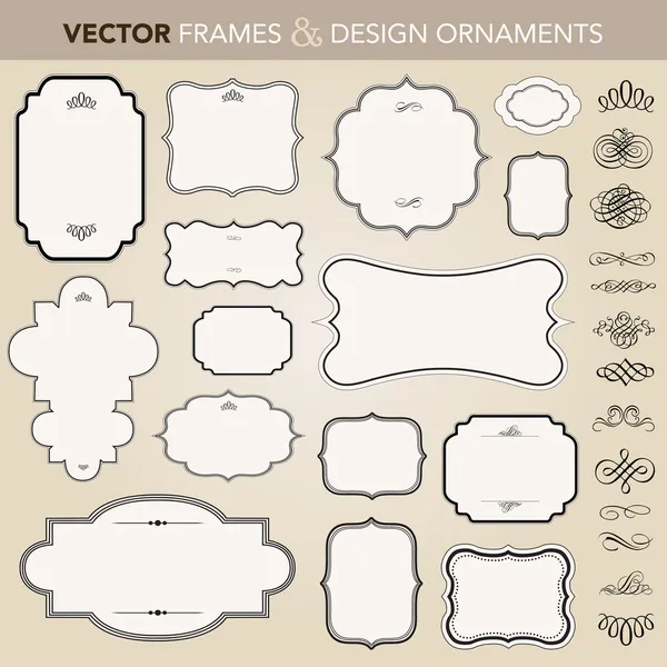 Vektor verzierten Rahmen und Ornament-Set — Stockvektor