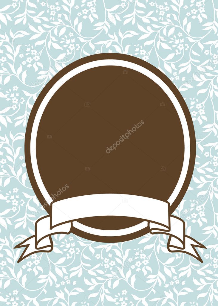 Vector Oval Frame and Floral Background
