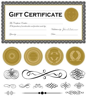 Vector Dark Certificate Frame Set and Ornaments clipart