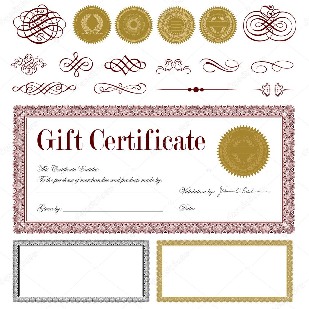 Vector Burgundy Gift Certificate Set