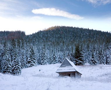 Winter scene in mountains clipart